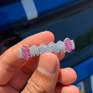 Hip Hop Jewelry Bling Grillz Lab Grown Diamond Teeth Iced Out Grillz para dientes 925 Silver para Halloween - Product Image 3