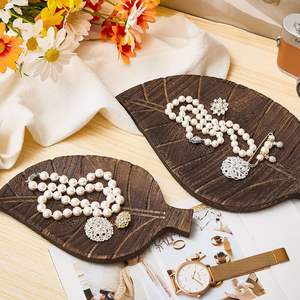 3 pièces Plateau de service en bois Assiette pour snacks Biscuits Fruits Fromage Présentoir Plat de nourriture Home Office (Leaf) - Product Image 6