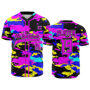 Vêtements de sport personnalisés de qualité supérieure fabriqués en usine ensemble de chemises à boutons en jersey de baseball et de softball respirant grande taille en gros - Product Image 1