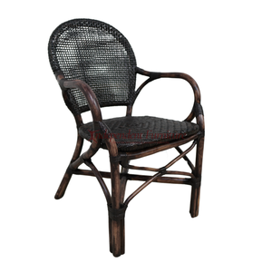 Nouveau fauteuil en rotin noir classique, moderne et minimaliste, pour la maison, la vente en gros, le salon, la salle à manger, le jardin, la terrasse, la mer - Product Image 1