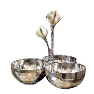 Tazón de diseño de forma redonda con textura martillada, artículos de cocina de Metal de aluminio, mesa de comedor, tazón libre de cerámica de Color blanco - Product Image 3