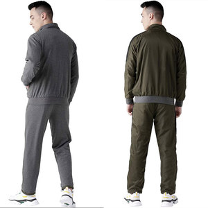 Ensemble veste et pantalon personnalisés oem avec fermeture éclair complète pour hommes, ensemble avec impression de logo, marque privée, fournisseur en usine de vêtements de sport et de gym - Product Image 2