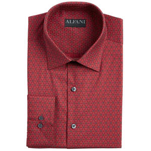 Camicia Alfani da Uomo Alfatech Performance Stretch con Stampa Geometrica, Vestibilità Classica/Regolare Slim Fit, Popeline Antipiega, Rossa, Taglia 32X22 ODM - Product Image 1