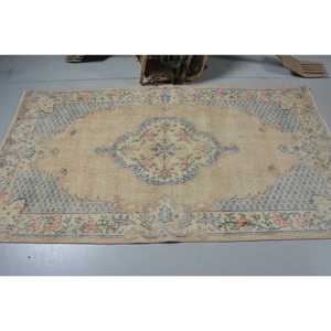 พรมขนาด 3.9x7.1 ฟุต, พรมตุรกี, พรมขนสัตว์สีเบจวินเทจลายนามธรรม - Product Image 3