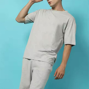 Conjunto de 2 piezas de moda de estilo callejero para hombre, chándal gris Haither de 100% algodón, personalizado al por mayor - Product Image 3