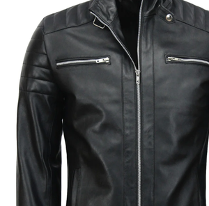 Custom High Quality 100% Genuine Leather <b>Jacket</b> <b>Biker</b> Style High Street Stand Collar Satin Breathable Inner Viscos Lining Winter - Product Image 4