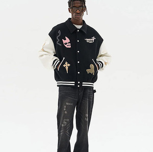 Derniers modèles de vestes universitaires à col montant pour hommes pour l'hiver Produit très vendu avec logo à l'avant Bon matériel Services OEM - Product Image 1