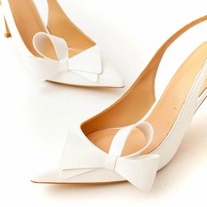 Escarpins Slingback Personnalisables à Nœud Décoratif, Talon Aiguille de 9 cm, Tendance et Légers, Semelle Vibram, Bout en PU pour Femme - Product Image 1