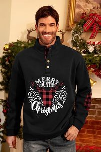 Latest Custom <b>Christmas</b> Design Fleece Lined Sweatshirts Long Sleeve Heavyweight Casual <b>Button</b> Pullover Sweatshirt Made in Pak - Product Image 2