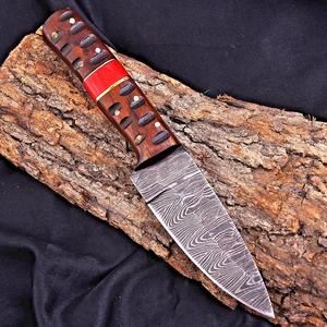 Damascus Hunting <b>Knife</b> Custom Made with Pakkawood <b>Handle</b> Damascus Steel Blade Sheath OEM Support Fixed Blade Camping <b>Knife</b> - Product Image 3