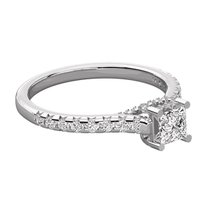 แหวนแต่งงานประดับเพชรทรงกลมสำหรับเจ้าหญิง - Product Image 3