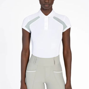 Chemise d'équitation athlétique pour femmes, légère, à manches courtes, respirante, en tissu extensible, couche de base équestre, service OEM - Product Image 1