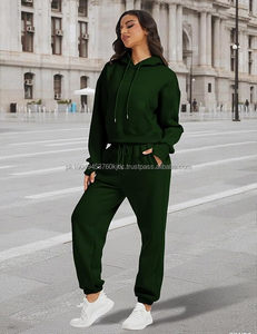 Sweatsuits for Women 2 Piece Set Crop <b>Fleece</b> Lining Hoodies Jogger Sweatpants Sweat Suits - Product Image 6