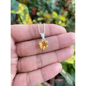 14K Gold 925 <b>Silver</b> Citrine Heart Shape Necklace Emerald Cut Diamond Rhodium Plated <b>Box</b> <b>Chain</b> Freshwater Pearl Zircon Orthodox - Product Image 1