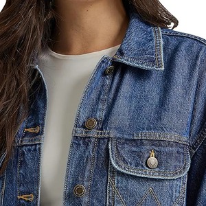2025 nouveauté femmes léger lavé imperméable Denim veste col montant hiver coton imprimé tissu jean automne - Product Image 3
