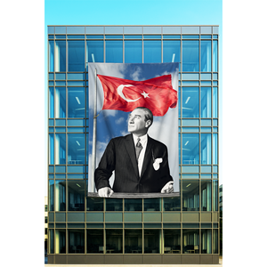 AS0275 Atatrk <b>Poster</b> on Rachel Fabric Digital Printed Style Hanging Material Polyester for Flags Banners - Product Image 1