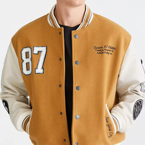 Veste de baseball d'hiver en polyester OEM en gros, taille plus, noire, veste d'équipe de baseball personnalisée, veste de lettreman pour homme - Product Image 5