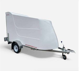 Quality Top 8ft x 5ft GRP / Fiberglass Sports <b>Box</b> <b>Trailer</b> with Rear Loading Ramp in Diamond White - Product Image 3