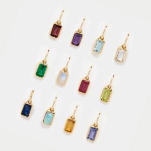 Green Quartz Faceted Rectangle Charm, Gold Plated with Sterling Silver <b>Bail</b>, Handmade Polished Gemstone Jewelry for Women - Product Image 3