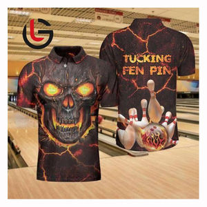 เสื้อโปโลโบลว์ลิ่งสำหรับผู้หญิงพิมพ์ลายตามสั่ง100% โพลีเอสเตอร์240กรัมแนววินเทจสีเทาสีเขียวน้ำตาลสำหรับเล่นกีฬา - Product Image 6