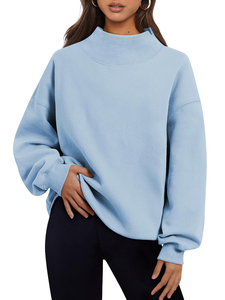 Haut en molleton de coton décontracté pour femmes sweat à capuche surdimensionné à manches longues pull sweat pour l'hiver automne fabricant teint uni - Product Image 3