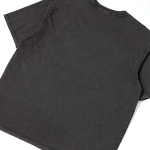 เสื้อยืดโอเวอร์ไซส์สำหรับผู้ชายผ้าฝ้าย100% สีธรรมดามีกระเป๋าด้านหน้าติดกระเป๋าซักด้วยกรดสีแบบเรียบออกแบบโลโก้ได้ตามต้องการ - Product Image 2