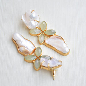 Pendientes Colgantes de Latón de Moda, Exportación de Perlas, Joyería de Piedras Preciosas Auténticas, Acabado Chapado en Oro de 18K, Diseño Único de Diseñador, Premium - Product Image 4