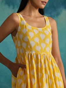 Vestido largo bohemio de gran venta para mujer, nueva colección, vestido de borla con escote en V y estampado Floral de algodón con decoración de botones - Product Image 2