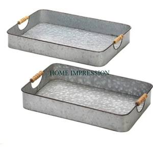 Plateau galvanisé rectangulaire compact pour petit espace de vie pour les repas en appartement et les plats de service de condiments de fête - Product Image 2