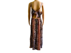 Talla Única Y2K, Vestido Largo Bohemio Natural de Seda Tejida India, Estampado Geométrico, Estilo Coreano, Cuello en V, Sin Mangas, Dulce y Veraniego - Product Image 2