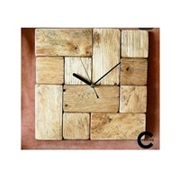Horloge murale moderne en quartz avec mouvement en bois vintage, surface en bambou et bois, et affichage à aiguilles pour salon