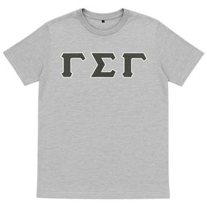 T-shirt gris de haute qualité avec lettres grecques Gamma Sigma Gamma, en coton doux, col rond, broderie en chenille, vêtements de fraternité et de sororité - Product Image 4