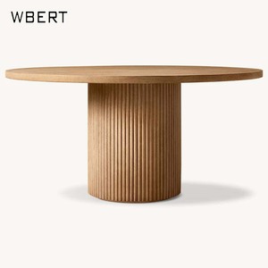 Wbert Bắc Âu wabi-sabi bàn gỗ rắn tròn hiện đại đơn giản màu nâu bàn ăn pháp retro bàn tròn - Product Image 3