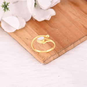 Plata de Ley 925, nácar, piedra preciosa, anillo de diseñador chapado en oro amarillo, declaración, joyería hecha a mano ajustable, regalo para ella - Product Image 4
