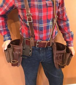 Pure Cowhide Multi-pocket <b>Tool</b> <b>Belt</b> And Multi-functional Black And Red Heavy-duty <b>Tool</b> <b>Belt</b> AL-0015 - Product Image 5