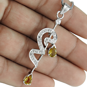 Personalized Fashion Luxury 925 Sterling Silver Classy Natural <b>Citrine</b> & White Cz Studded Charm's Pendants Bohemian <b>Jewelry</b> OEM - Product Image 4