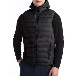Gilet sans manches matelassé en satin pour homme, personnalisé OEM, avec broderie décorative, chaud, d'hiver, à capuche, vêtement d'extérieur - Product Image 1