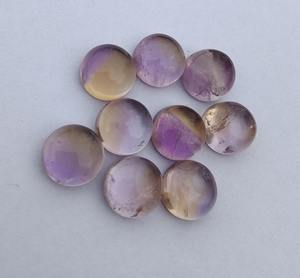 3A + Calidad de exportación Natural Ametrino Rutilo Cabujones de forma redonda Parte posterior plana Calibrado Piedras preciosas sueltas a precios al por mayor OEM - Product Image 4