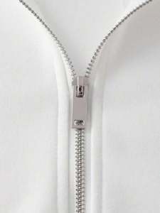 Sweat à capuche boxy personnalisé blanc avec fermeture éclair, 100% coton, automne, strass colorés, manches imprimées dégradées, esthétique Y2K, manches longues - Product Image 5