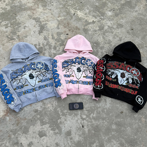 Sweat à capuche zippé pour homme de haute qualité, style streetwear, avec impression sérigraphique personnalisée, logo personnalisé, 100% coton, fabrication sur mesure - Product Image 6