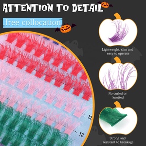 Kit Ciglia a Ciuffetti Morbidi Naturali Personalizzabili per Halloween, 8 Colori Misti, Ciglia Colorate, Logo Personalizzato/Etichetta Privata - Product Image 4