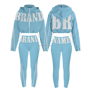 2025 grande taille femmes sport coupe-vent piste ensemble couleur personnalisée 100% coton meilleure qualité OEM sport coupe-vent ensemble pour les femmes - Product Image 2