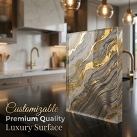 RAFLE Moderne Hotel-Acrylplatte mit Vergoldetem Steinmuster und Wellenstruktur, 2,9mm Dicke, PMMA-Platten, Wasserbeständig, Umweltfreundlich, 5 Jahre Garantie