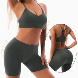 Conjuntos de sujetador y bragas de alta calidad, Conjunto de sujetador sin costuras para Yoga deportivos y pantalones cortos, traje de ropa deportiva, conjunto de sujetador de talla grande, Fitness, Bodyshort para mujer - Product Image 1