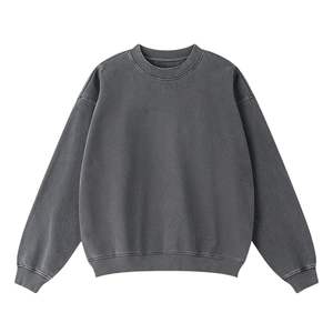 Sudadera de color personalizado lavado ácido jersey de cuello redondo de gran tamaño suelto 100% algodón ropa de calle de invierno para hombres y mujeres - Product Image 4