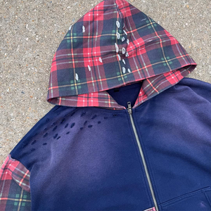 เสื้อฮู้ดซิปคุณภาพสูงสำหรับฤดูหนาว สไตล์สตรีทแวร์ ผ้าฟลีซย้อมสีพื้น ปักโลโก้ตามสั่ง ป้องกันการหดตัว ผ้าสองชั้น - Product Image 3