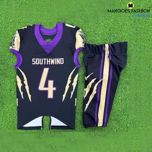 Maillot de football américain personnalisé en gros – Maillot de sport court pour homme en coton/polyester respirant imprimé par sublimation - Product Image 2