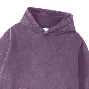 Sudadera con Capucha Extra Grande de Color Morado Lavado con Bolsillo Tipo Canguro, Ropa Casual de Calle para Hombre, Sudadera con Capucha de Forro Polar Cálido para Invierno - Product Image 4