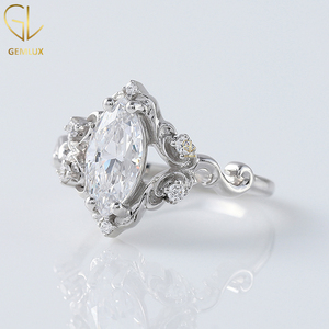 Nouveau Design Vintage Filigrane Bague, 1 CT Marquise Coupe Moissanite Diamant Vintage Style Bague de Fiançailles, Antique Diamant Bague - Product Image 6