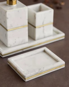 Ensemble de salle de bain en marbre blanc marbre poli pour comptoir de salle de bain vanité à la maison utilisation décorative et fonctionnelle d'Inde - Product Image 5